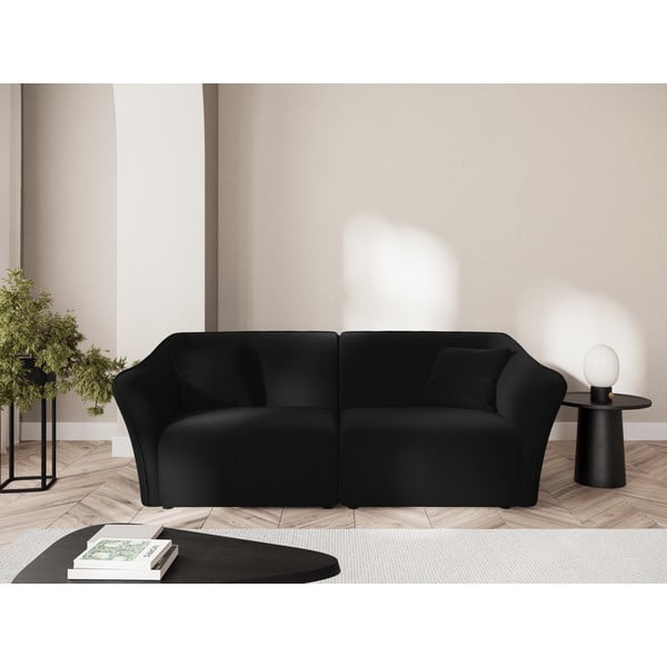 Iš velveto sofa juodos spalvos 206 cm Tokyo – Cosmopolitan Design-image-1