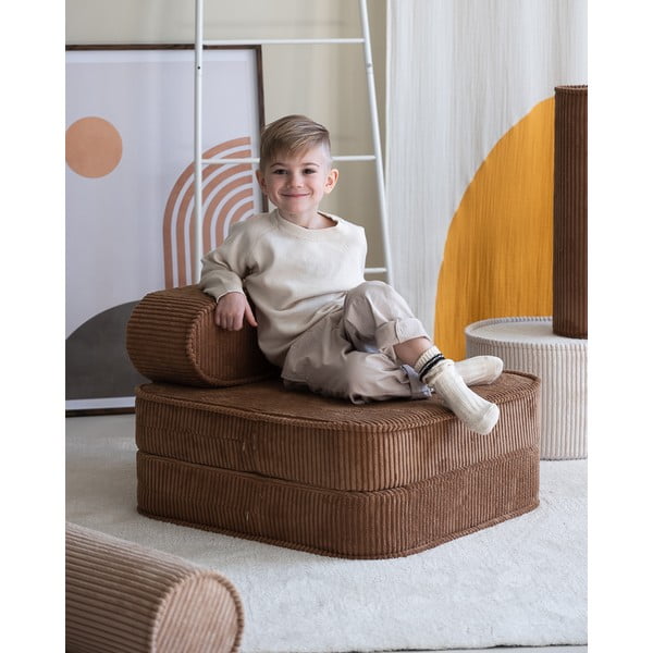 Rudos spalvos iš kordinio velveto vaikiškas krėslas Flip – Wigiwama-image-4