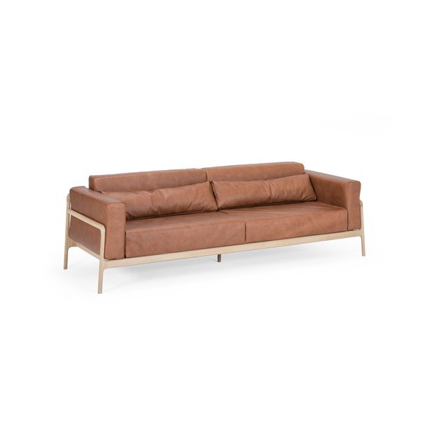 Ruda buivolo odos sofa su ąžuolo masyvo konstrukcija Gazzda Fawn, 240 cm-image-3