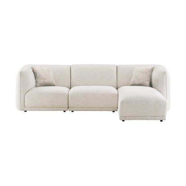 Kreminės spalvos kampinė sofa iš šenilinio audinio (su dešiniuoju kampu/su gultu) Noor – House Nordic