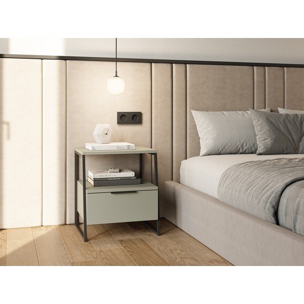 Naktinis staliukas žalios spalvos/pilkos spalvos Velia – Marckeric-image-1