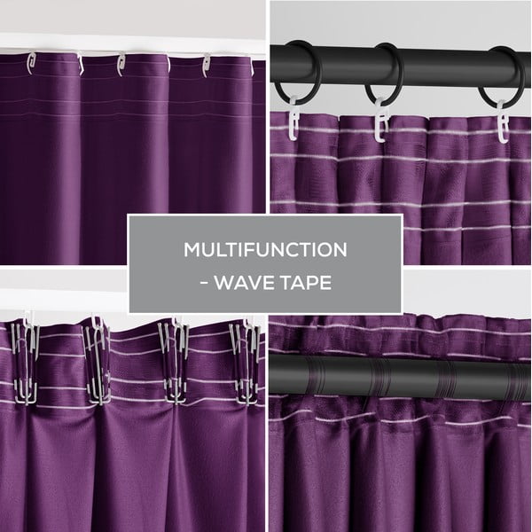 Violetinės spalvos iš velveto pritemdymas (dalinis užtemimas) užuolaida 140x245 cm Pleat – Restilo-image-2