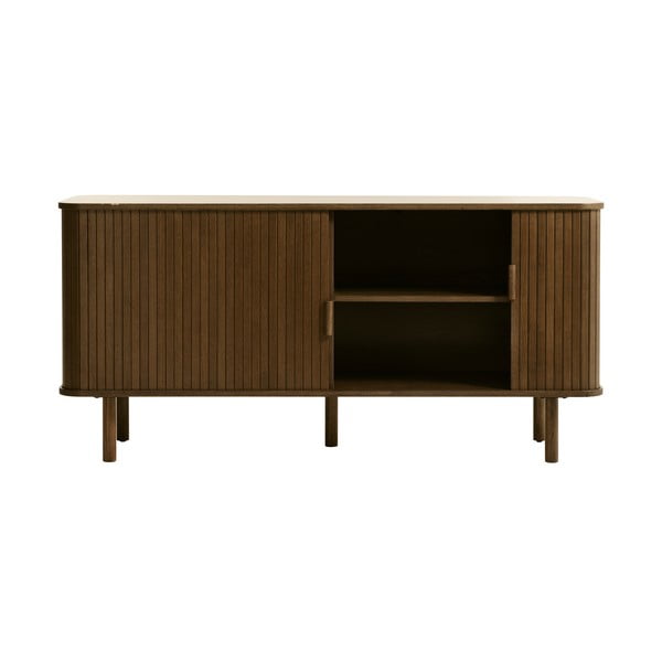 Žema šoninė spintelė rudos spalvos iš ąžuolo su stumdomomis durimis 76x160 cm Cavo – Unique Furniture-image-4