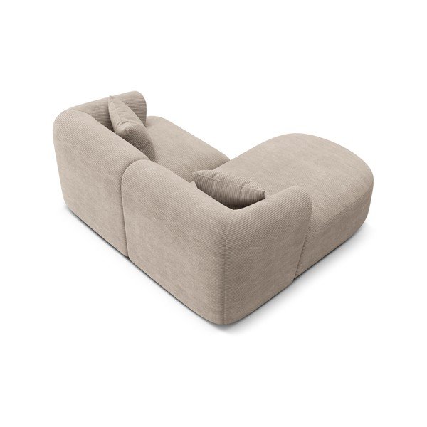 Šviesiai rudos spalvos kampinė sofa iš kordinio velveto (su kairiuoju kampu/su gultu) Campi – Cosmopolitan Design-image-3