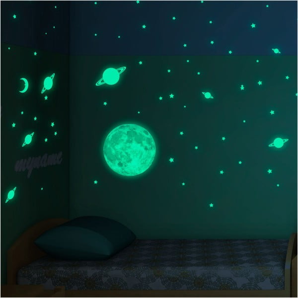 "Ambiance" Mėnulio mažų žvaigždžių ir planetų sienų lipdukų rinkinys