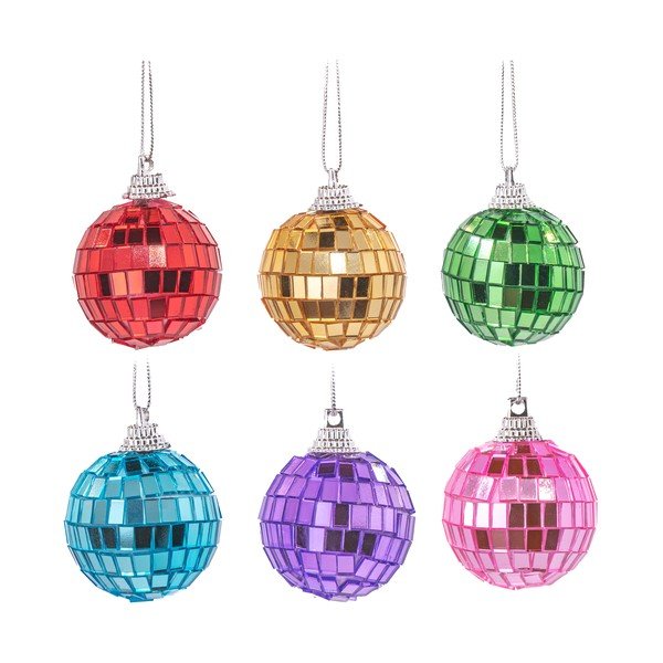 Iš stiklo eglutės papuošimai 6 vnt. ø 4 cm Mirror Disco – Sass & Belle