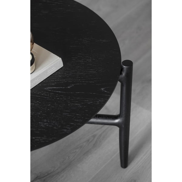 Juodos spalvos ąžuolo medienos šoninis staliukas Rowico Holton, ø 80 cm-image-3