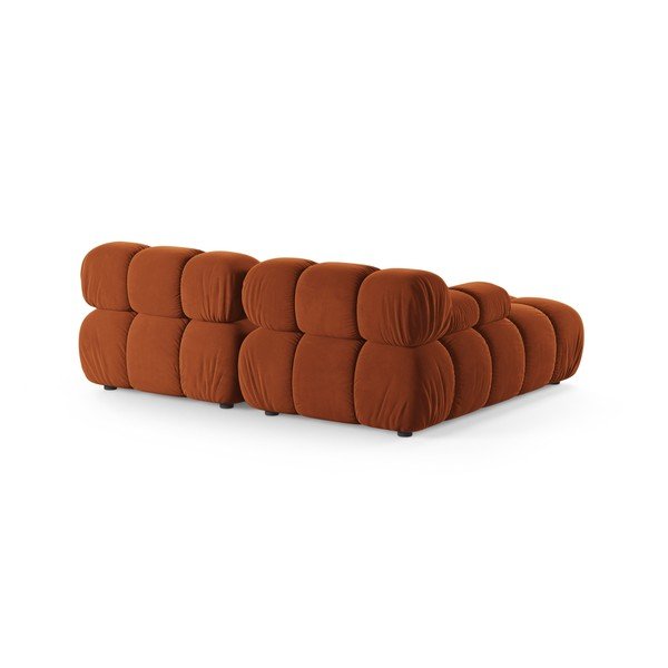 Terakotos spalvos modulinė kampinė sofa iš velveto (su kairiuoju kampu/su gultu) – Micadoni -image-3