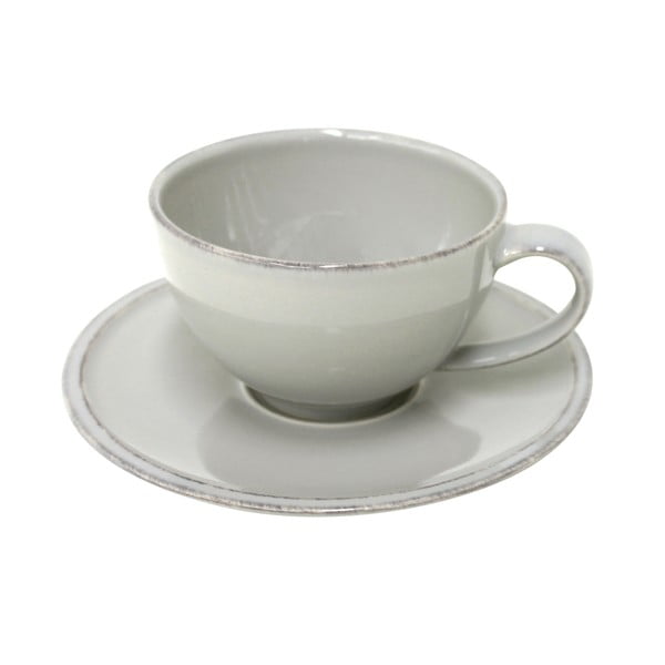 Pilkos spalvos keramikos puodelis su lėkštele "Costa Nova Friso", 260 ml