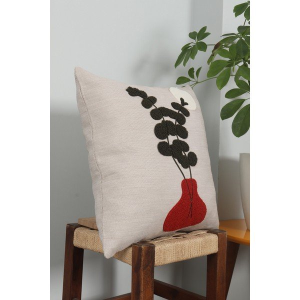 Iš lino dekoratyvinė pagalvėlė 43x43 cm Vazo – Mioli Decor-image-2