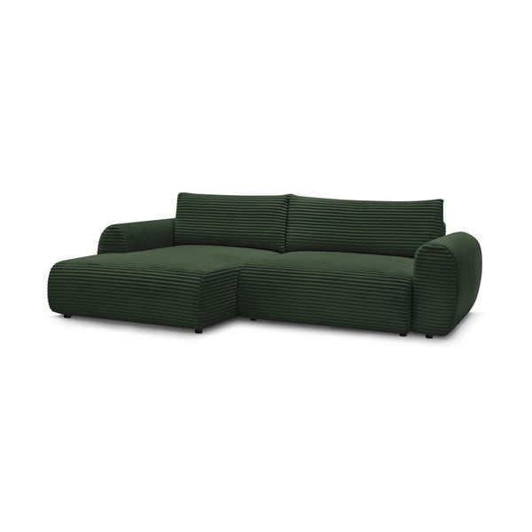 Iš kordinio velveto sulankstoma kampinė sofa tamsiai žalios spalvos (su kairiuoju kampu) Lucien – Bobochic Paris-image-3