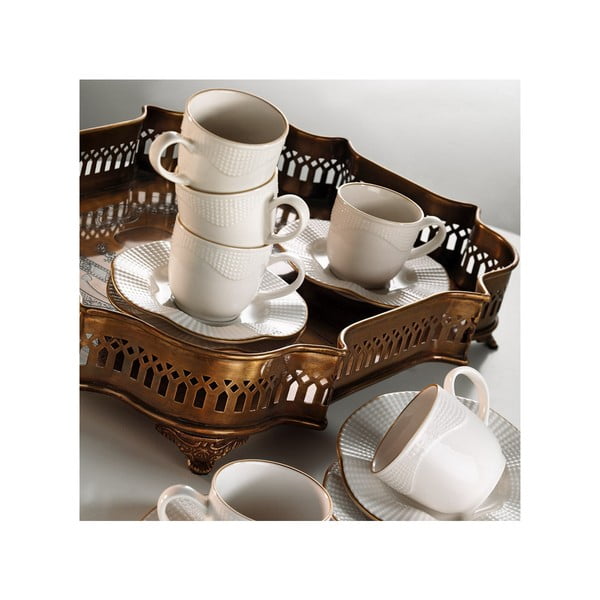 6 porcelianinių puodelių ir lėkščių rinkinys Kutahya Indija