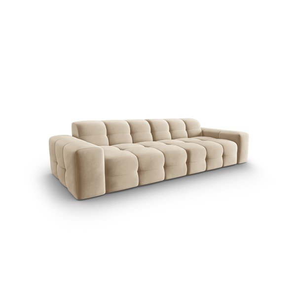 Smėlio spalvos aksominė sofa 255 cm Kendal - Micadoni Home-image-3