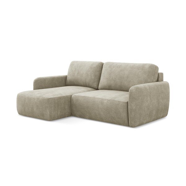 Smėlio spalvos iš šenilinio audinio sulankstoma/su sandėliavimo vieta kampinė sofa (su kairiuoju kampu/su gultu) Lilo – Makamii-image-3