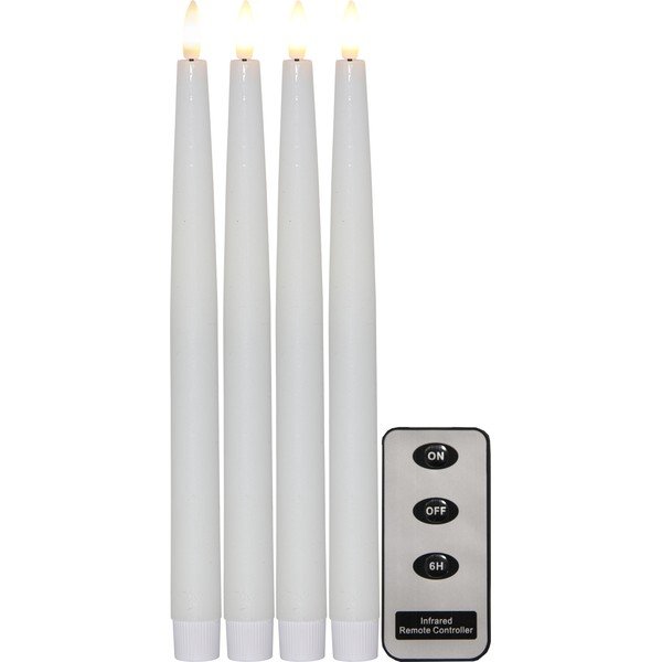 4 baltų LED vaško žvakių rinkinys Star Trading Flamme, aukštis 28,5 cm