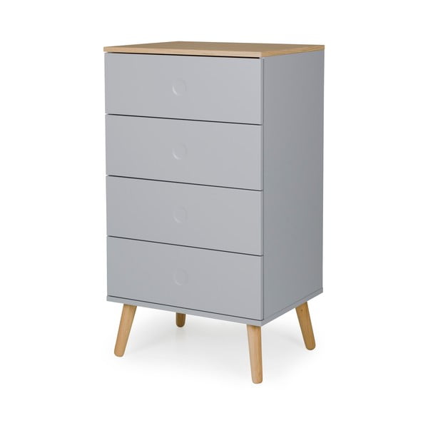 Pilka komoda su ąžuolinėmis kojomis Tenzo Dot, plotis 55 cm-image-1