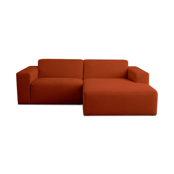 Iš boucle kampinė sofa raudonos plytų spalvos (su dešiniuoju kampu) Roxy – Scandic
