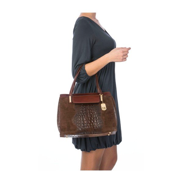 Odinė rankinė Croco Brown-image-1