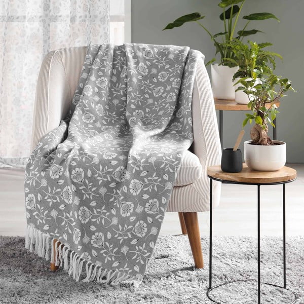 Pilka antklodė ir pledas 125x150 cm Flavie – douceur d'intérieur-image-3