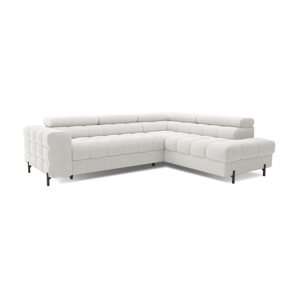 Kreminės spalvos iš boucle sulankstoma/su sandėliavimo vieta kampinė sofa (su dešiniuoju kampu/„L“ formos) Ferucce – ELTAP-image-3