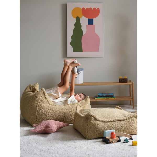 Žalios spalvos iš boucle vaikiškas sėdmaišis Square – Wigiwama-image-3