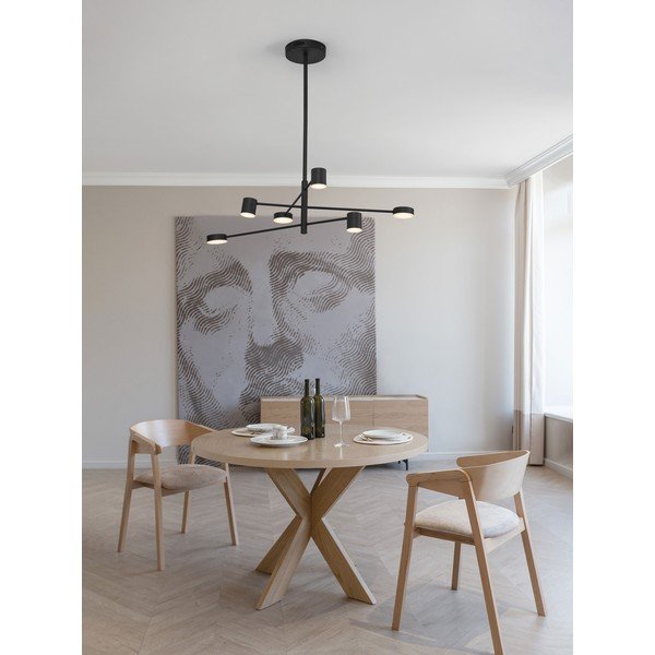 Juodos spalvos iš aliuminio kabantis šviestuvas LED su pritemdymo funkcija ø 100 cm su gaubtu iš akrilo stiklo Nordik – Nova Luce-image-1