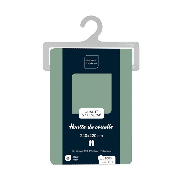 Žalios spalvos iš medvilnės dvigulis/itin ilgas antklodės užvalkalas 240x220 cm Lina – douceur d'intérieur-image-2