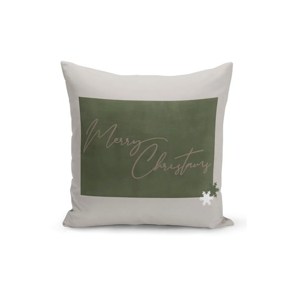 Žalsvai baltas kalėdinis dekoratyvinis pagalvės užvalkalas Kate Louise Christmas Noel, 43 x 43 cm