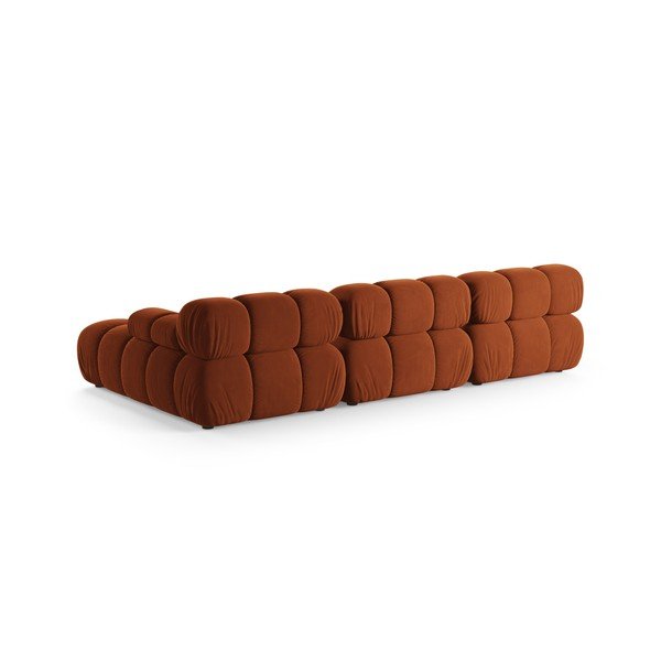 Terakotos spalvos modulinė kampinė sofa iš velveto (su dešiniuoju kampu/su gultu) – Micadoni -image-3