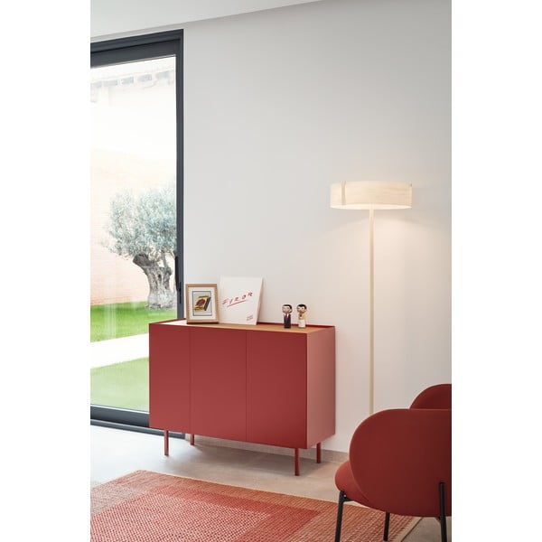 Žema šoninė spintelė raudonos spalvos iš ąžuolo 110x85 cm Arista – Teulat-image-1