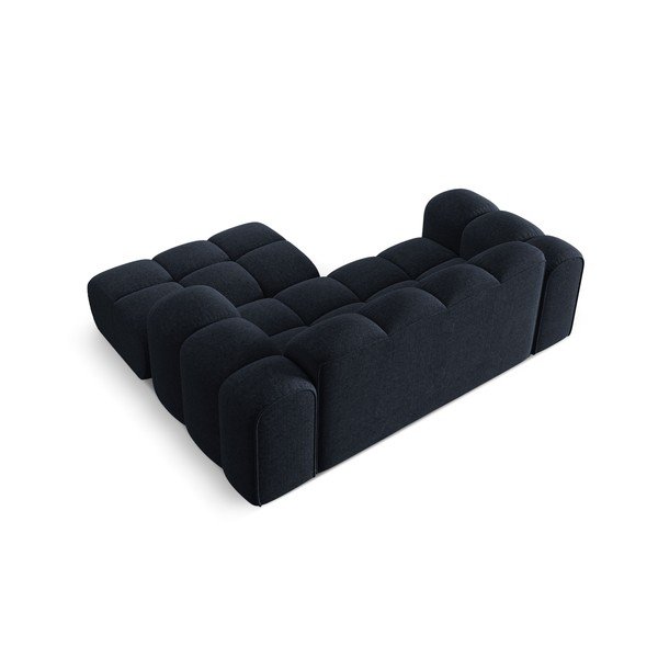 Tamsiai mėlynos spalvos iš šenilinio audinio kampinė sofa (su dešiniuoju kampu/su gultu) Treno – Cosmopolitan Design-image-3