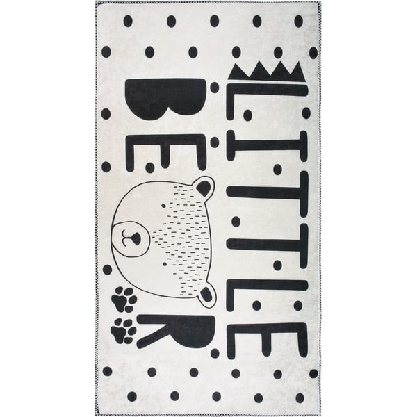 Skalbiamas juodos ir baltos spalvos vaikiškas kilimas 120x180 cm Little Bear – Vitaus