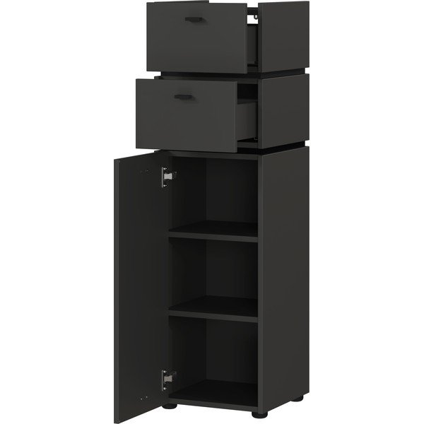 Antracito spalvos aukšta vonios kambario spintelė 34x117 cm Modesto - Germania-image-2