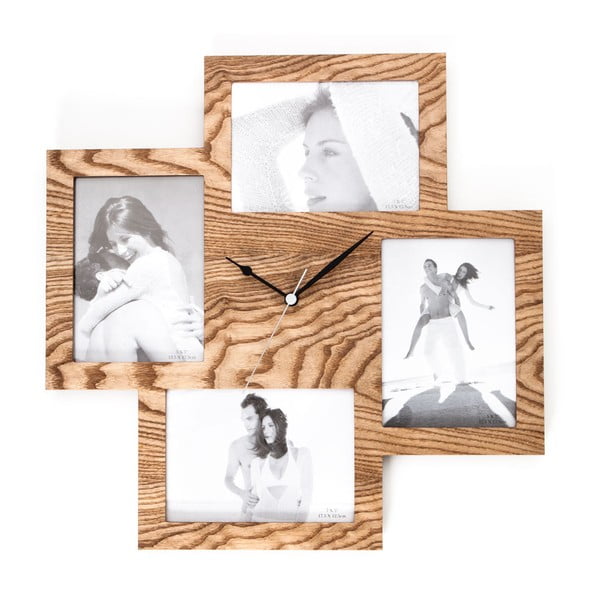 Medinis sieninis laikrodis su nuotraukų rėmeliu Tomasucci Collage