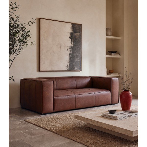 Konjako rudos spalvos odinė sofa 227 cm Madame - Windsor & Co Sofas-image-1