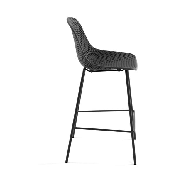 Antracito spalvos metalinė/plastikinė sodo baro taburetė Quinby – Kave Home-image-4