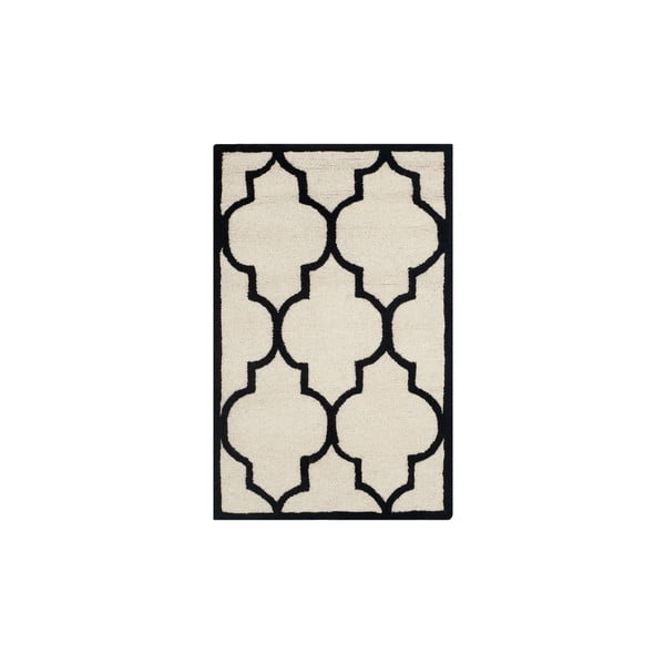 Kreminės, baltos ir juodos spalvos vilnonis kilimas Safavieh Everly, 121 x 182 cm
