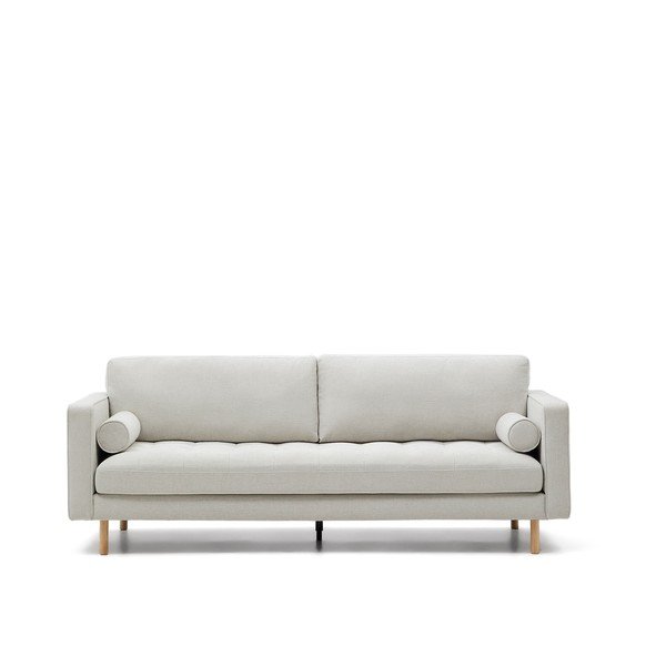 Pilkai smėlinės spalvos iš šenilinio audinio sofa 222 cm Debra – Kave Home