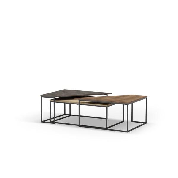 Kavos staliukai natūralios spalvos 3 vnt. su riešutmedžio dekoro stalviršiu 70x110 cm Titan – Marckeric-image-4