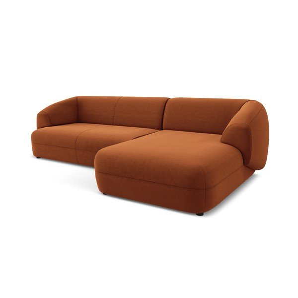 Oranžinės spalvos iš velveto kampinė sofa (su dešiniuoju kampu) Moana – Makamii-image-4