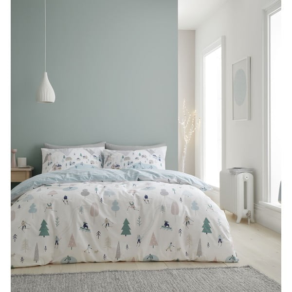 Iš medvilnės dvigulė patalynė baltos spalvos 200x200 cm Winter Fun – Bianca-image-1