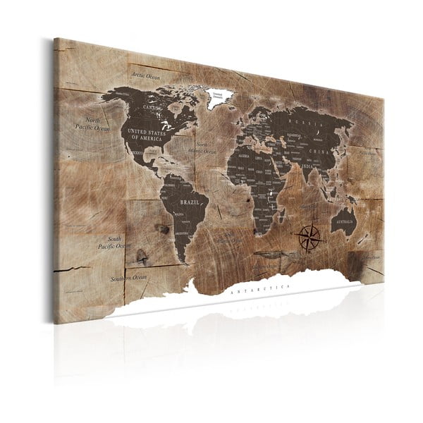 Medinis mozaikinis pasaulio žemėlapis Bimago, 120 x 80 cm-image-2