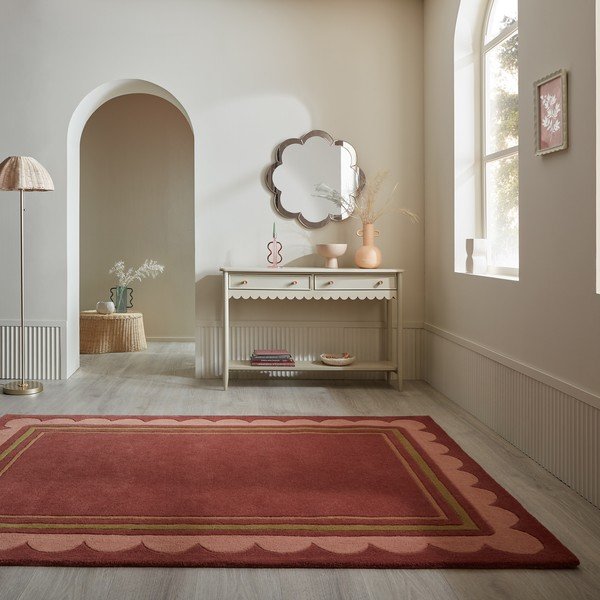 Rankų darbo bordo spalvos iš vilnos kilimas 160x230 cm Lois – Flair Rugs-image-1
