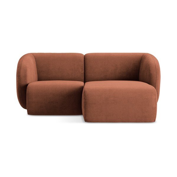 Terakotos spalvos kampinė sofa iš šenilinio audinio (su dešiniuoju kampu/su gultu) Lani – Makamii