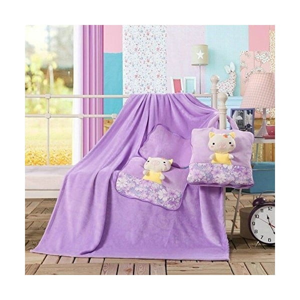 Violetinė mikropluošto antklodė kūdikiams DecoKing Cuties Pig, 110 x 160 cm