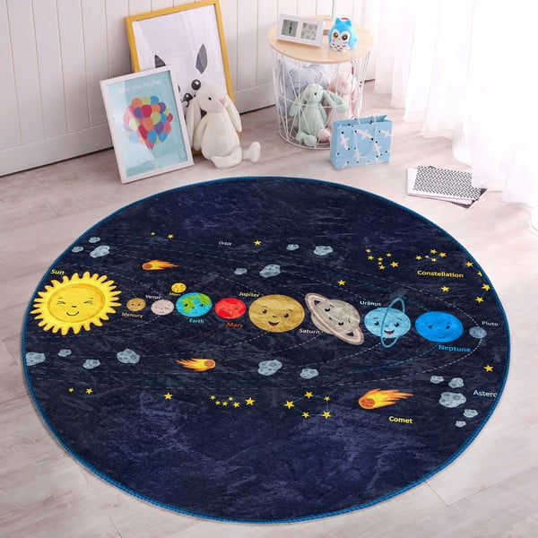 Vaikiškas kilimas tamsiai mėlynos spalvos ø 120 cm Comfort – Mila Home-image-2