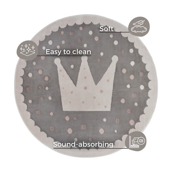 Vaikiškas kilimas pilkos spalvos ø 140 cm Crown – Hanse Home-image-4