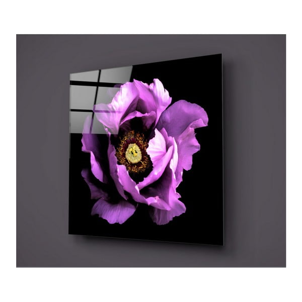 Juodos ir violetinės spalvos stiklo paveikslas "Insigne Calipsa Purple", 30 x 30 cm