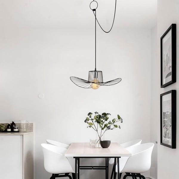 Juodos spalvos kabantis šviestuvas ø 50 cm su metaliniu gaubtu Tel – Opviq lights-image-3