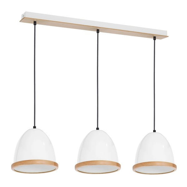 Baltas pakabinamas šviestuvas su medinėmis detalėmis Homemania Studio Tres